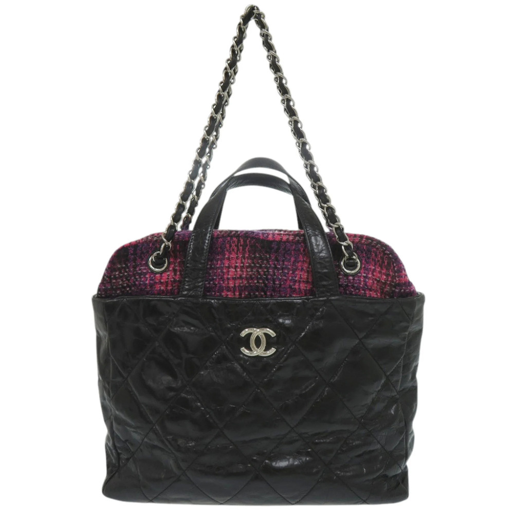 CHANEL Black Leather Logo Bag
